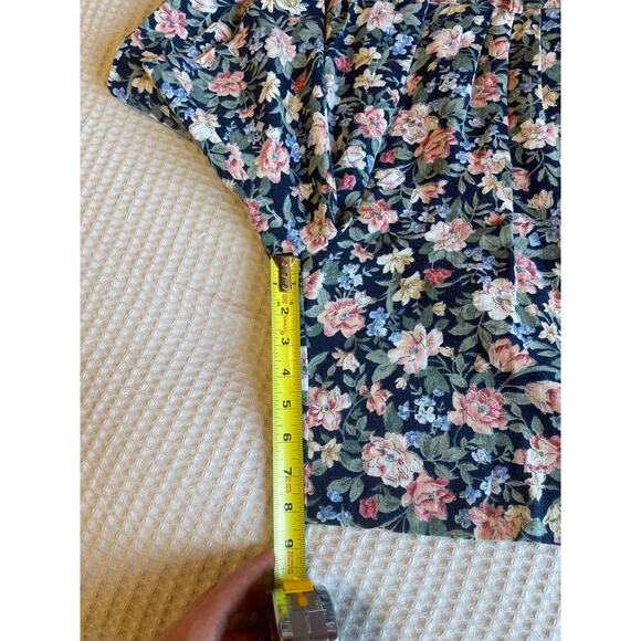 VTG Harvest Time Cottage Core Floral Blue & Pink High Waisted Retro Shorts Small - Picture 5 of 9